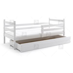Łóżko Nikoś parterowe Biel 80 x 190 Wstawka biała