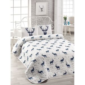 Zestaw narzuty na łóżko i poszewki na poduszkę z domieszką bawełny Geyik Dark Blue, 160x220 cm