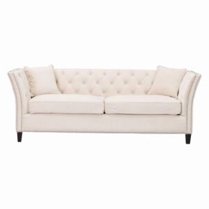 Sofa trzyosobowa DEKORIA Chesterfield Modern Velvet, kremowa, 225x87x82 cm