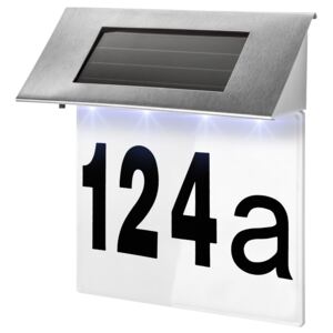 Tectake 402410 podświetlany numer domu - lampa solarna led z czujnikiem zmierzchu - srebrny