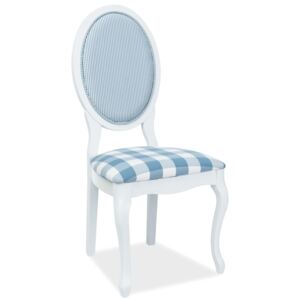 Białe krzesło z siedziskiem w kratę LV-SC w stylu retro