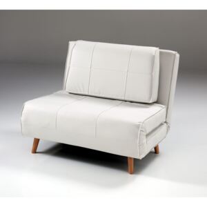 Fotel rozkładany Shift, tapicerowany skórą ekologiczną, szer.100 x gł.85 x wys.80 cm - biały
