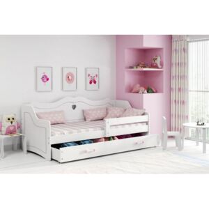 Łóżko z szufladą i materacem 160x80cm JULIA, kolor biały