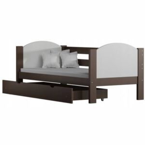 Łóżko drewniane URWISEK F2 160x80 cm, kolor biało-czekolada