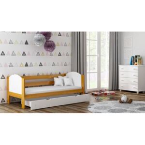 Łóżko drewniane URWISEK F2 160x80 cm, kolor biało-olcha