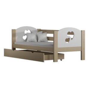 Łóżko drewniane URWISEK F3 160x80 cm, kolor biało-wanilia
