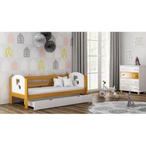 Łóżko drewniane URWISEK F3 160x80 cm, kolor biało-olcha