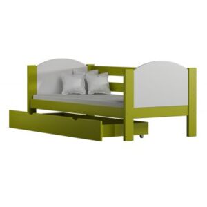 Łóżko drewniane URWISEK F2 160x80 cm, kolor biało-zielony