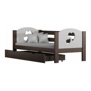 Łóżko drewniane URWISEK F3 160x80 cm, kolor biało-czekolada