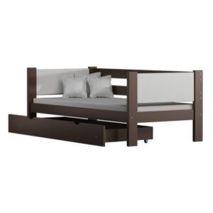 Łóżko drewniane URWISEK F1 160x80 cm, kolor biało-czekolada