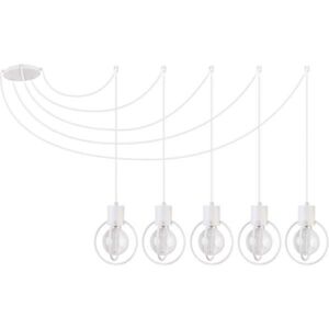 Industrialna LAMPA wisząca AURA KOŁO 31097 Sigma metalowa OPRAWA zwis PAJĄK druciany na kablach loft biały