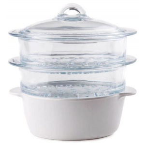 Garnek Pyrex Flame 2 l do gotowania na parze 2 sita PYREX