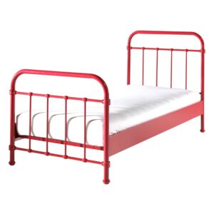 Czerwone metalowe łóżko dziecięce Vipack New York, 90x200 cm