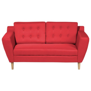 Sofa dwuosobowa tapicerowana czerwona KUOPIO