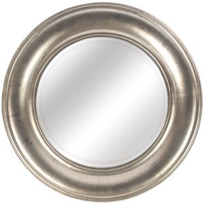 LUSTRO designerskie FAUNA w srebrnej ramie okrągłe FI 74 kolor: odcień srebrnego, Materiał: Drewno, rozmiar ramy: 74/74/5,5, rozmiar lustra: 48/48, EAN: 5903949790436