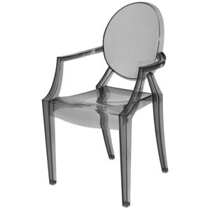 Krzesło Designerskie VALDI transparentne szare kolor: przezroczysty szary, Materiał: poliwęglan