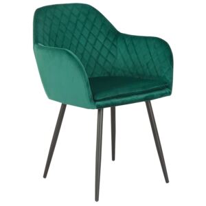 Krzesło do jadalni z podłokietnikami 8174-2 / welur zielony, nogi czarne