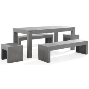 Zestaw ogrodowy stół 2 ławki 2 stołki beton szary TARANTO