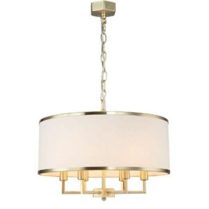 Lampa wisząca 6 punktowa Casa gold M złota z kremowym abażurem - Orlicki Design