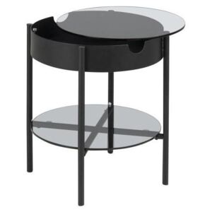 Okrągły stolik pomocniczy ze szklanym blatem i półką Tipton Glass S