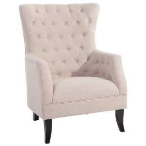 Fotel tapicerowany beżowy - krzesło - VIBORG