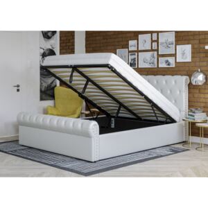 Łóżko 160X200 Z Materacem - Pisa - Ekoskóra Białe