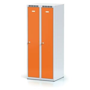 Alfa 3 Metalowa szafka ubraniowa obniżona, pomarańczowe drzwi, zamek cylindryczny