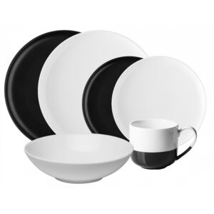 Lunasol - Serwis porcelanowy czarny / biały 8 szt - Flow (491075)