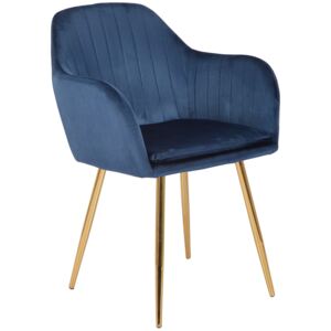 Krzesło Glamour 8174-3 niebieski welur, nogi złoty chrom