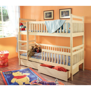 Piętrowe łóżko dziecięce Aleksander z drewna sosnowego