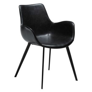 Czarne krzesło ze skóry ekologicznej z podłokietnikami DAN-FORM Denmark Hype