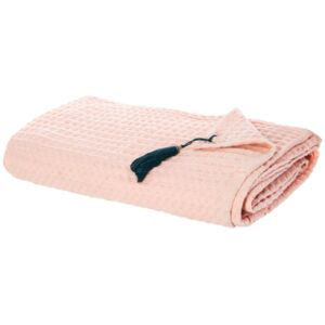 Narzuta na łóżko z tkaniny gofrowanej 130 x 180 cm, kolor różowy