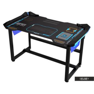 Biurko gamingowe E-Blue czarne z podświetlaniem i ergonomicznym blatem