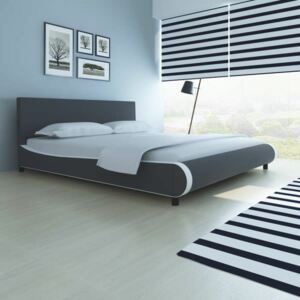 Łóżko ze sztucznej skóry, 180 x 200 cm, szare