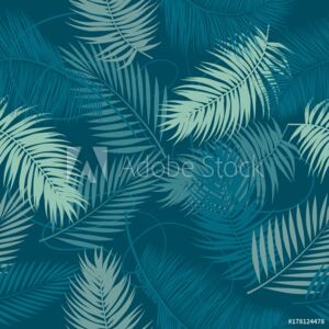 Fototapeta Bezszwowego wektoru wzoru tropikalni liście drzewko palmowe
