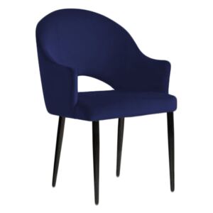 Ciemnoniebieskie tapicerowane krzesło fotel DIUNA materiał MG-16 - Niebieski