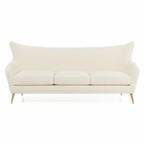 Biała stylowa sofa z nogami z litego drzewa - Munna