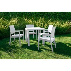 Zestaw wypoczynkowy do ogrodu / na taras -stół S 1009 + 4 krzesła K 1023 kolor biały
