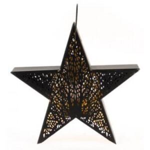Świecznik metalowy gwiazda 24 x 23 x 8 cm (czarno-złoty)