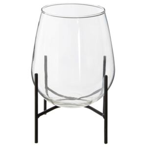 Wazon szklany na metalowym stojaku, 24,5 cm
