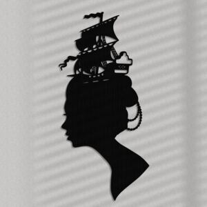 Grafika dekoracyjna ORNAMENTI Steampunk Girl, czarna, 35x70 cm