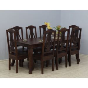 Komplet obiadowy kolonialny stół + 8 krzeseł rzeźbiony lite drewno palisander indyjski