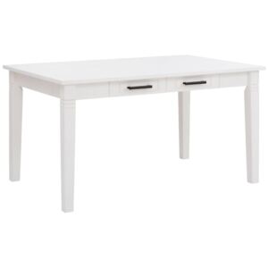 Piękny sosnowy stół z szufladami 140cm, biały