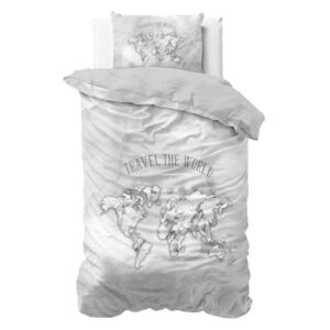 Bawełniana pościel jednoosobowa Sleeptime World, 140x220 cm
