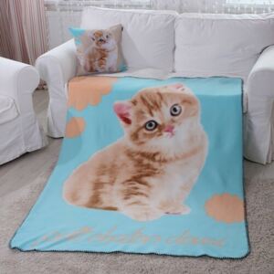 Domarex Koc Puppy Sweet Cat niebieski, 130 x 160 cm