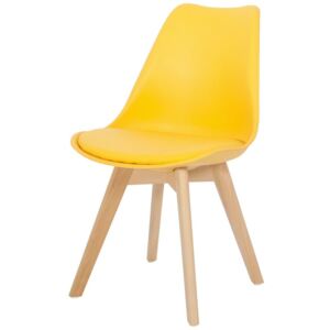 Krzesło do kuchni NEAPOL - żółte z poduszką kolor: Biały, Materiał: polipropylen