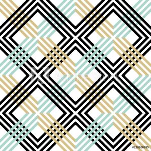 Fototapeta Streszczenie pasiasty wzór geometryczny z linii i siatki Bezszwowe retro kolorowe