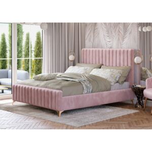 Różowe łóżko na złotych nóżkach MONAKO (VFB-02)/ Welur #39