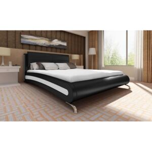 Łóżko ze sztucznej skóry, 140 x 200 cm, czarne