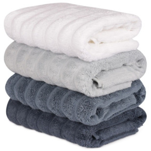 Komplet 4 szaro-białych bawełnianych ręczników Sofia, 50x90 cm